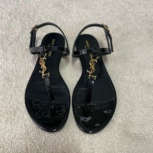 YSL Cassandra Leather Slingback Sandals